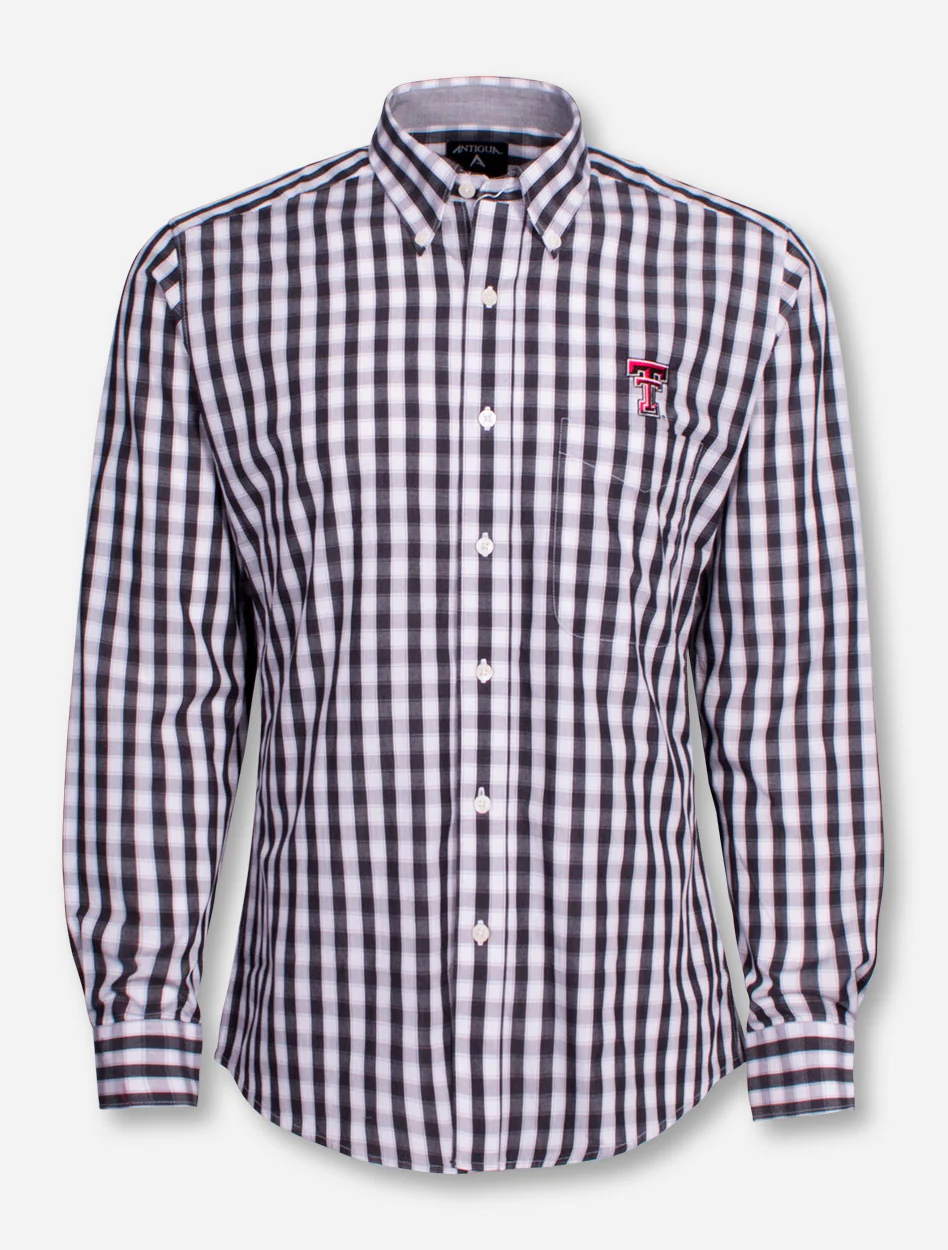 Antigua Texas Tech "Alliance" Checkered Long Sleeve Dress Shirt