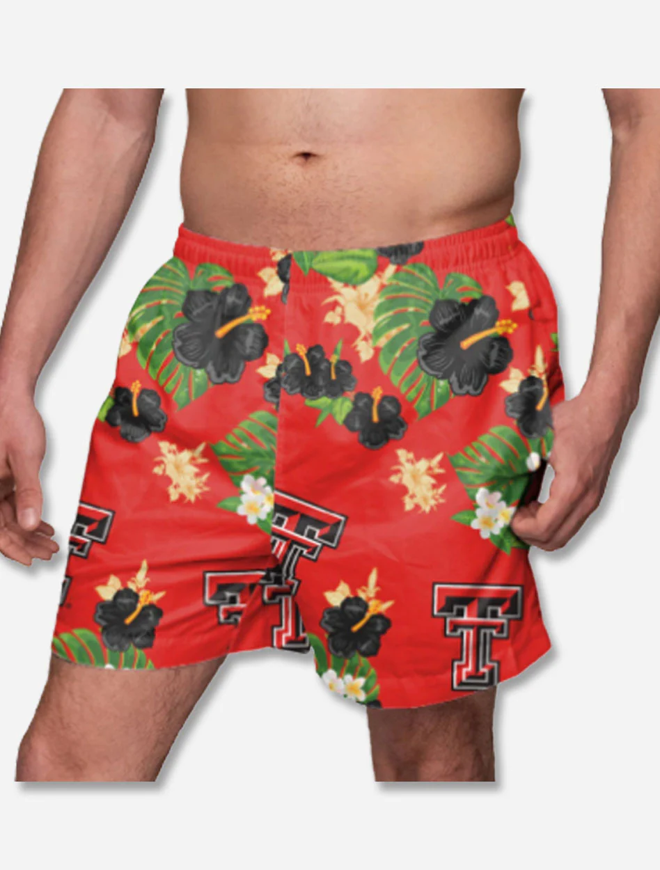 FOCO Texas Tech Red Raiders "Hawaiian Print" Swim Trunks