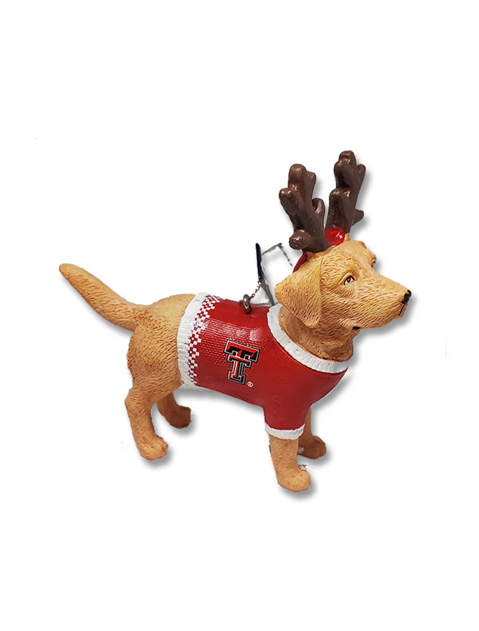Texas Tech "Yellow Lab Reindeer" Ornament