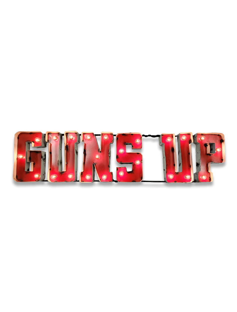 Guns Up "Vintage" Illuminated Recycled Metal Wall Sign