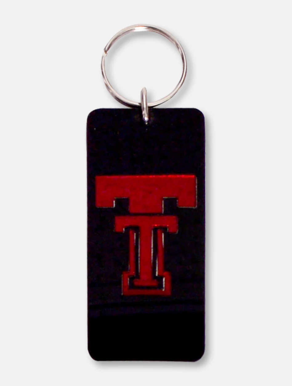 Laser Magic Texas Tech Red Raiders Double T on Black Multi-Use Mirror Keychain