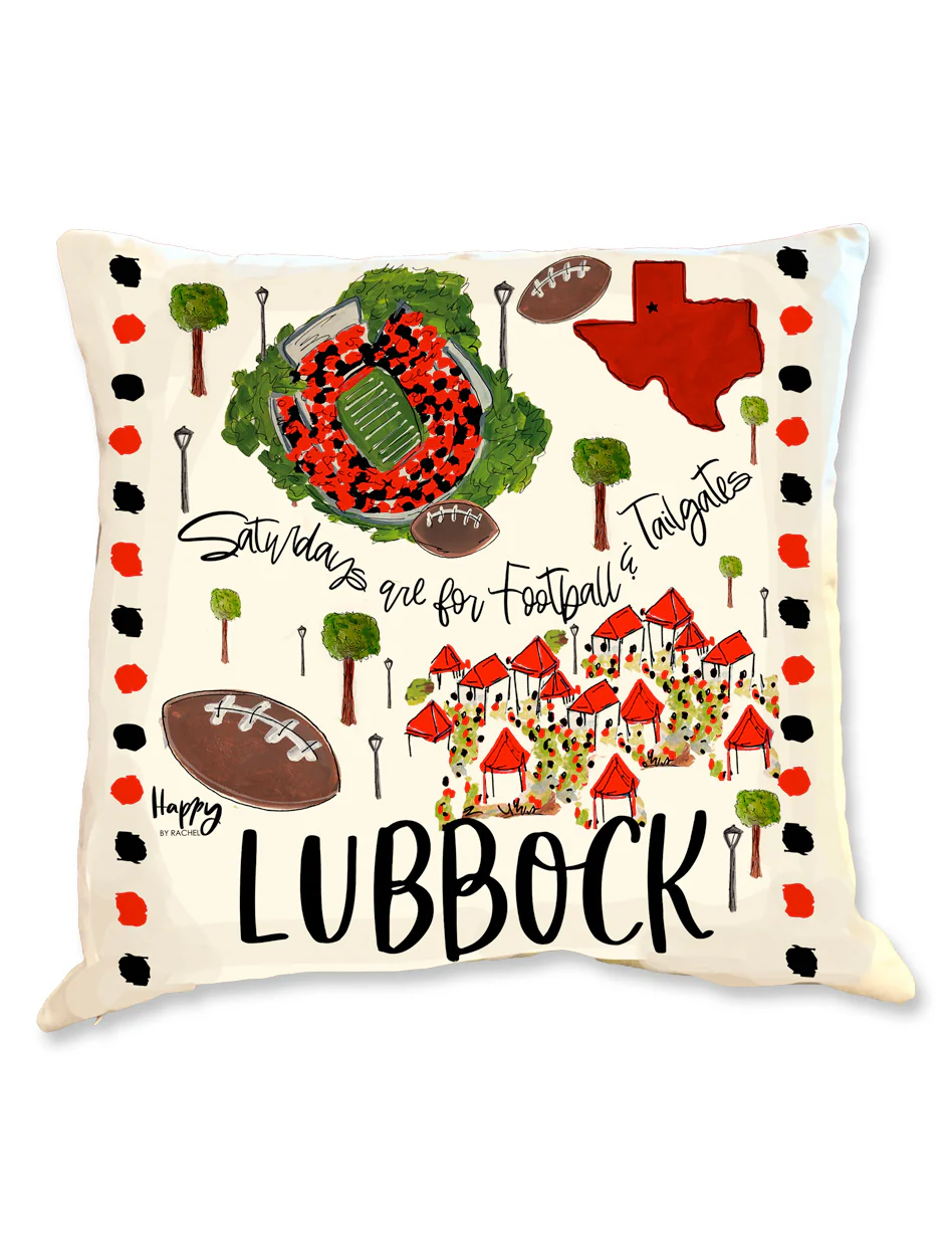 Lubbock "Saturdays are for Football and Tailgating" 18"x18" Double Sided Pillow