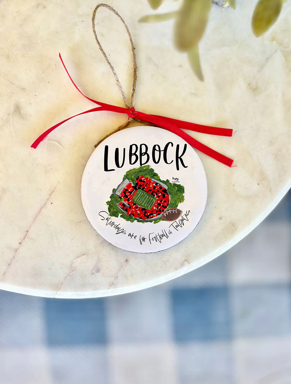 Lubbock "Saturdays are for Football and Tailgating Wooden Christmas Ornament
