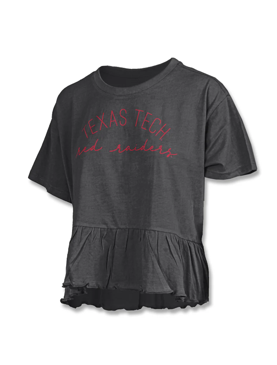 Texas Tech Press Box "Wild Flower" Melange Ruffled Women's Fashion Top