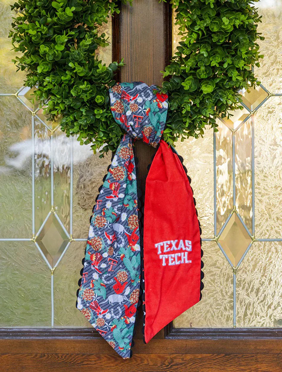Saturday Silks Texas Tech  "Wreath" Scarf