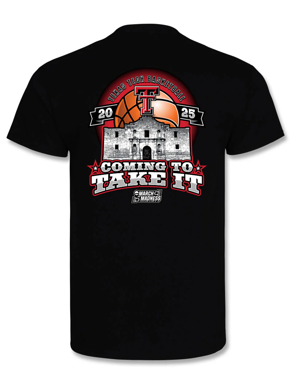Texas Tech Basketball 2025 "Coming to Take It" NCAA Tournament Black T-Shirt