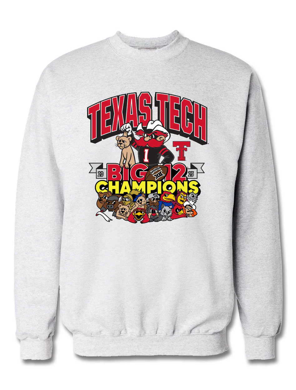 Texas Tech Big 12 CHAMPS - Crew - Crushed It - GREY
