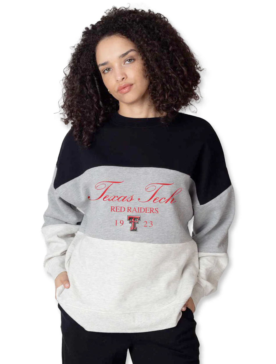 Texas Tech "Black Fusion" Colorblock Crew Sweatshirt