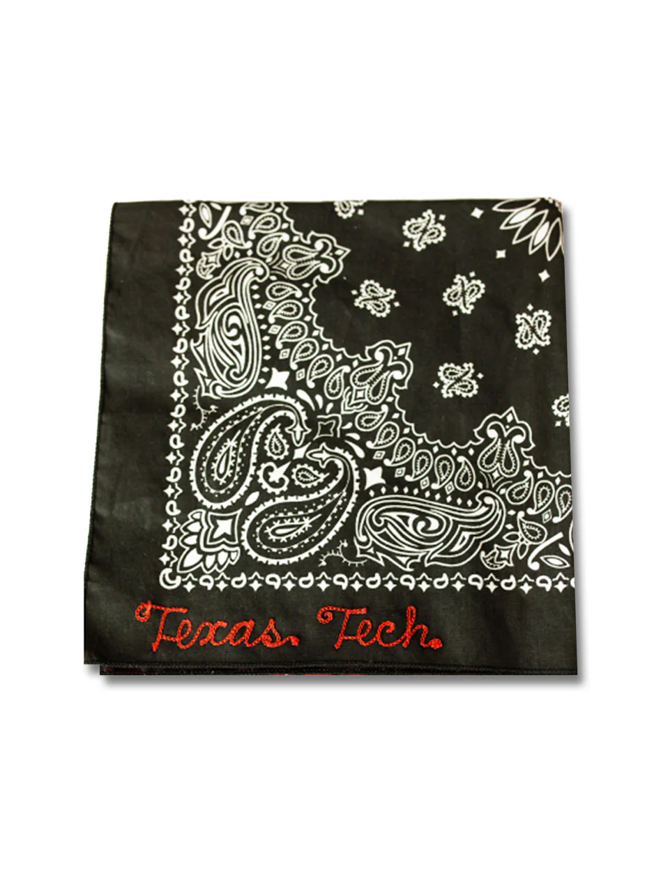 Texas Tech "Chain Stitch Script" Black Bandana