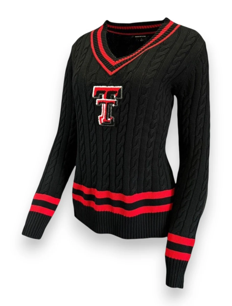 Texas Tech Chenille Double T "Cypress" V-Neck Sweater