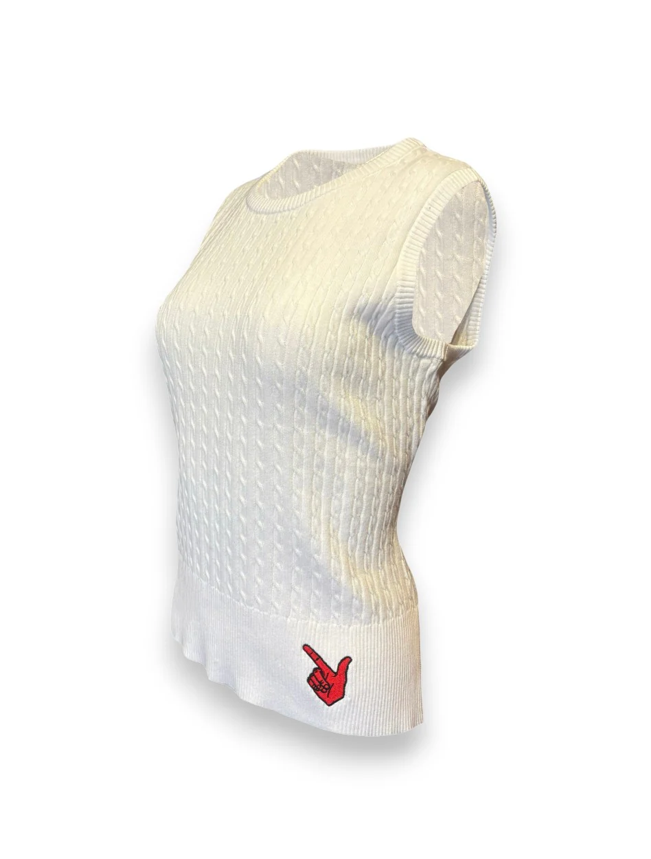 Texas Tech "Chianti" Sleeveless Cable Knit Sweater - Image 2