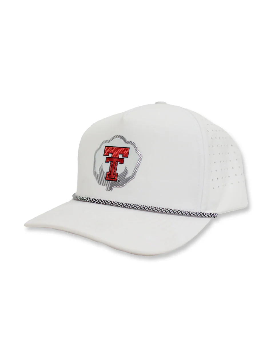 Texas Tech "Cotton Emblem" Sport White Snapback Cap