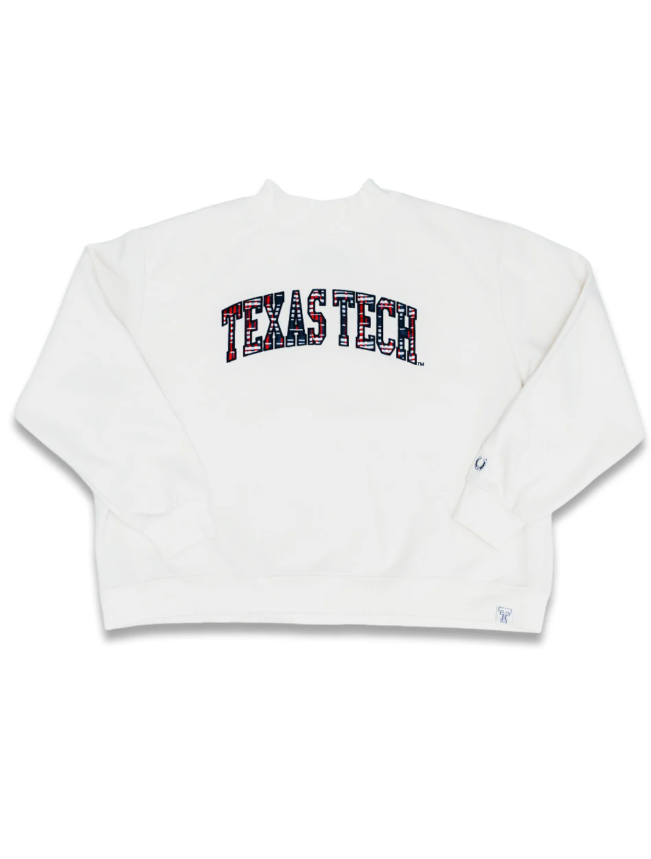 Texas Tech Dark Horse "Plaid Varsity Arch" Mock Neck Sweatshirt