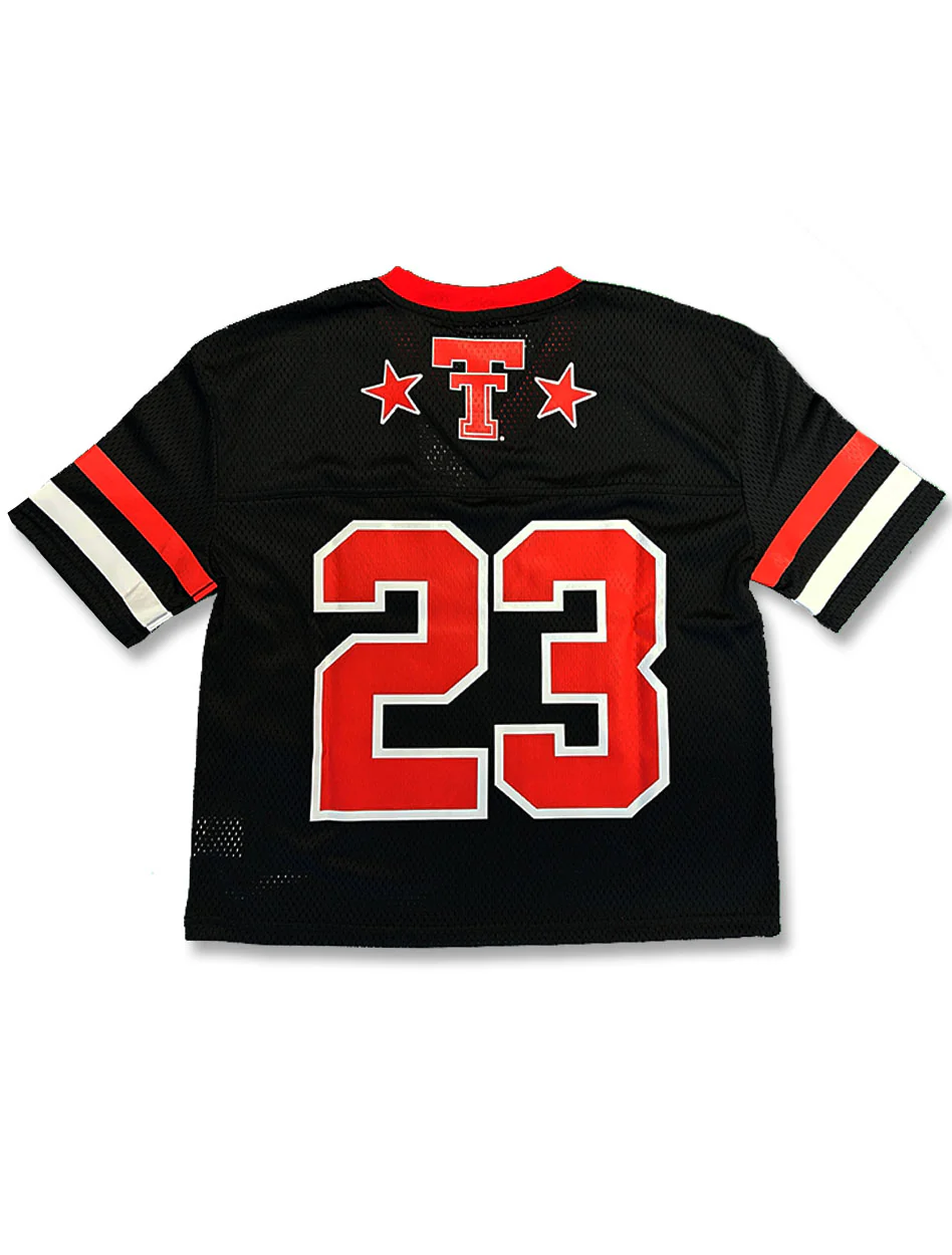 Texas Tech Dark Horse "Star Script" Black Mesh Crop Top - Image 2