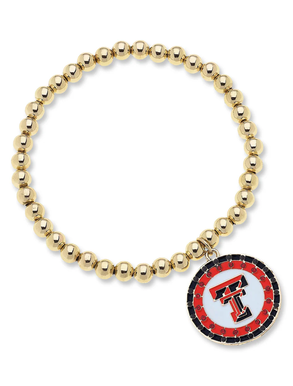 Texas Tech Double T Disk Ball Bead Stretch Bracelet