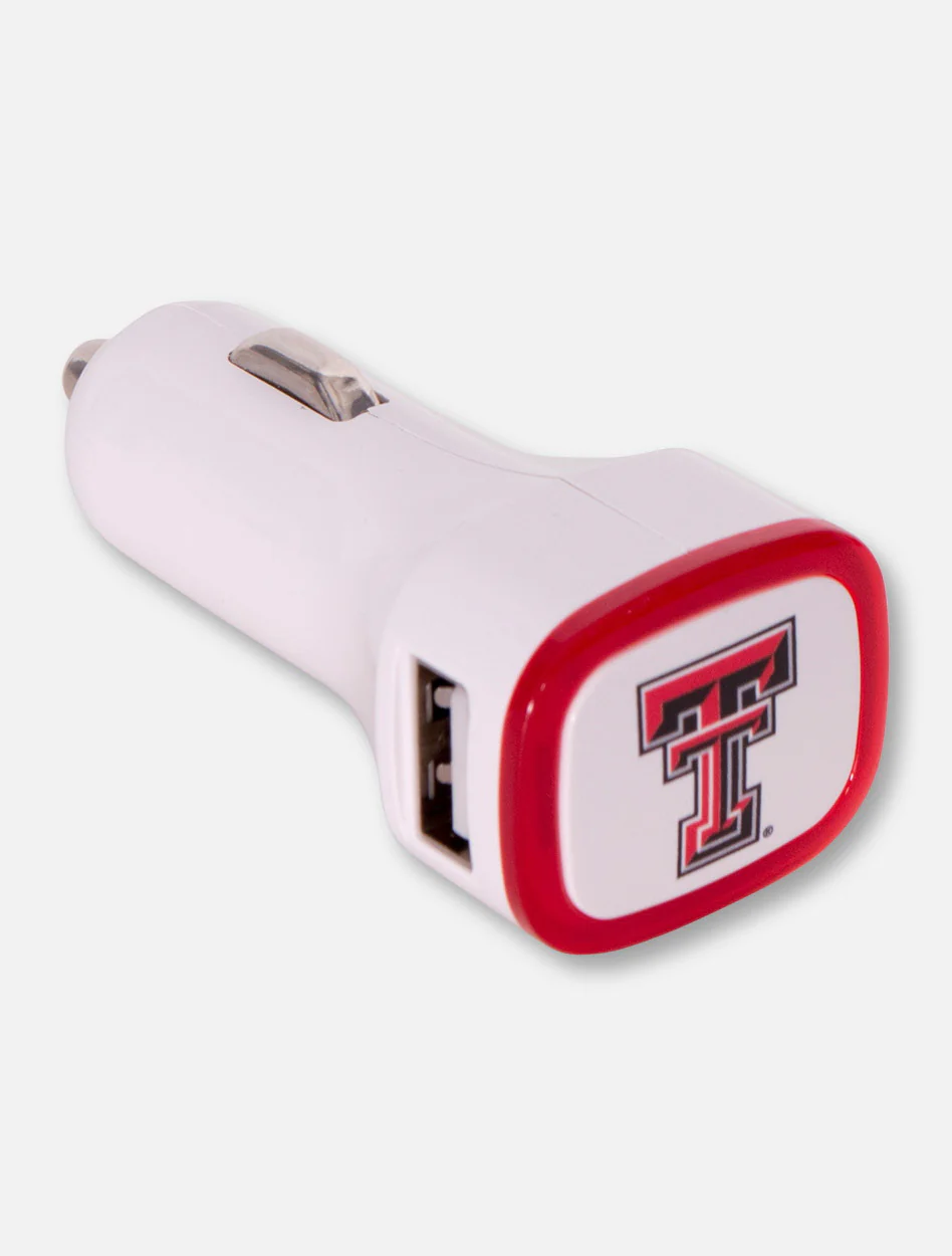 Texas Tech Double T on White Car Charger - Image 2
