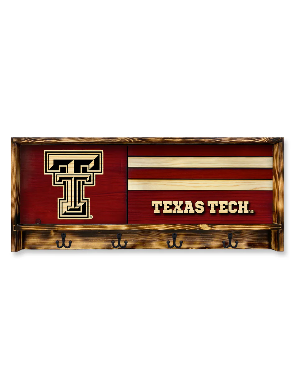 Texas Tech Double T Real Wood Coat Rack