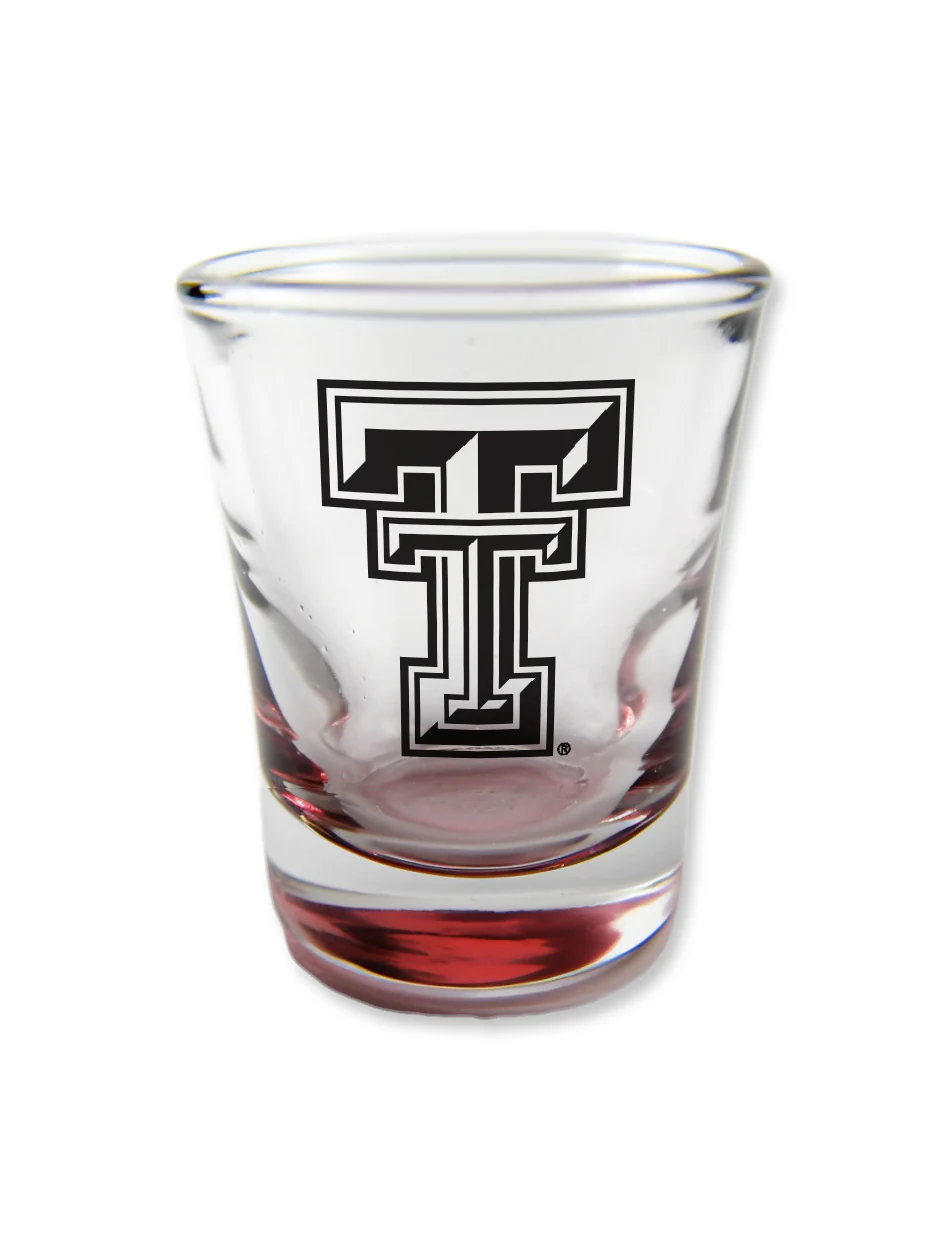 Texas Tech Double T Shot Glass with Colored Bottom