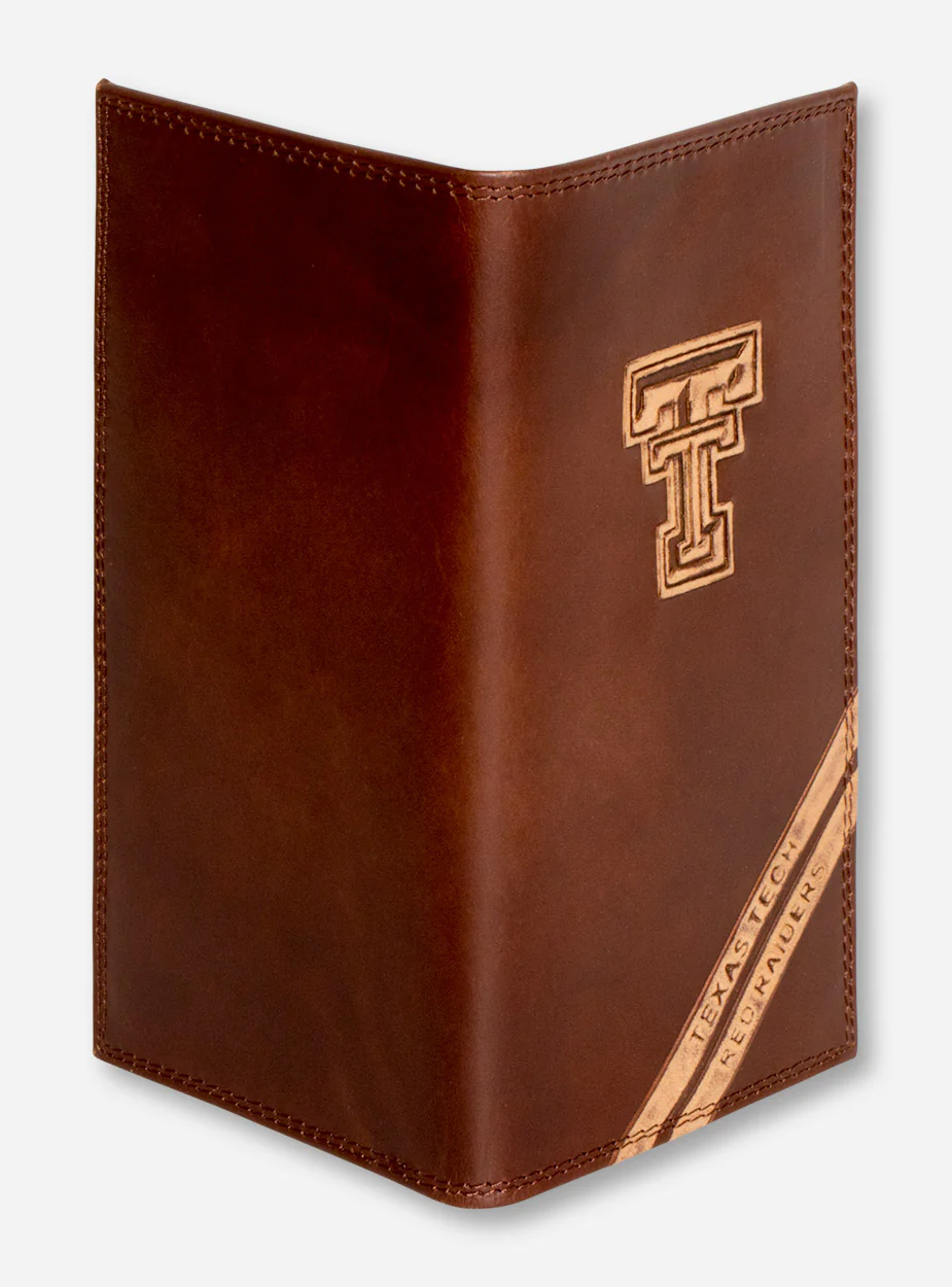 Texas Tech Embossed Double T on Tall Brown Leather Wallet - Image 2