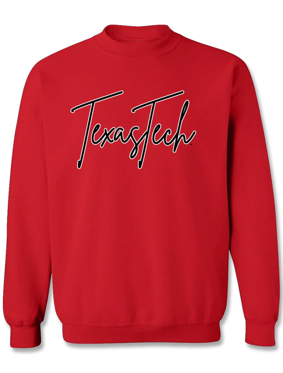 Texas Tech "Fine Line Script" Glitter Crewneck Sweatshirt