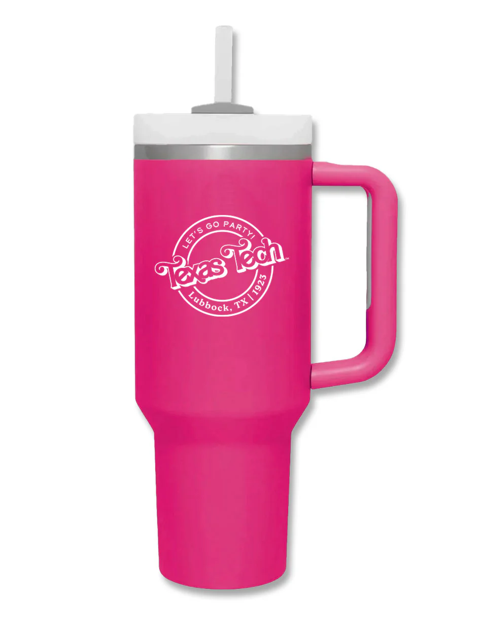 Texas Tech "Let's Go Party" 2.0 40 oz Pink Tumbler with Straw