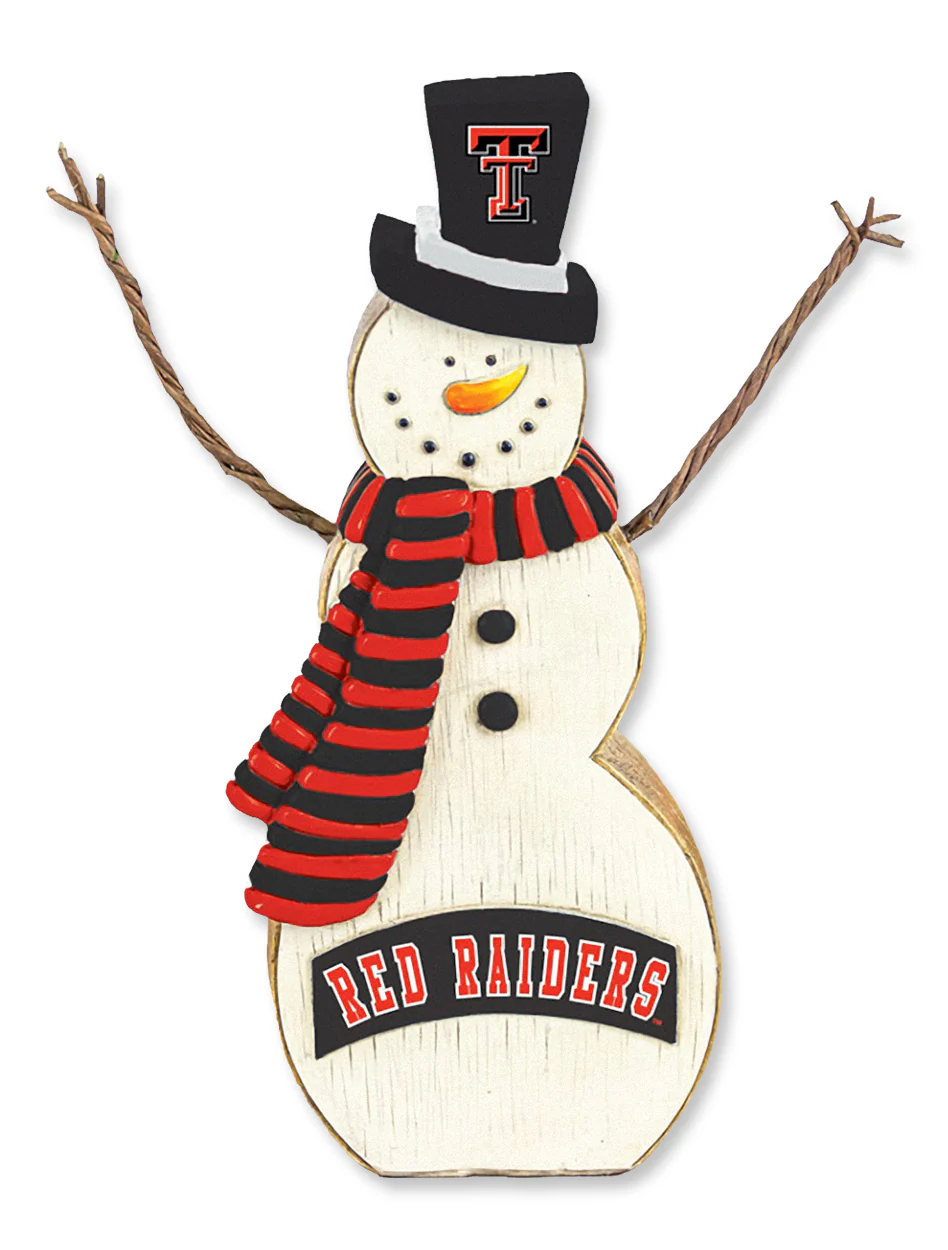 Texas Tech Red Raiders 8" Table Top Wooden Snowman