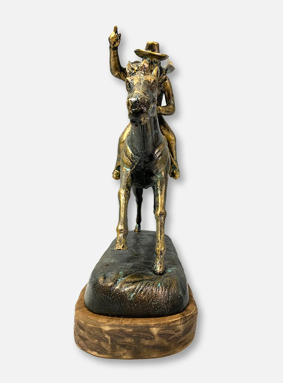 Texas Tech Red Raiders Masked Rider On Horse with Wooden Base Bronze Patina Finish Statue - Image 3