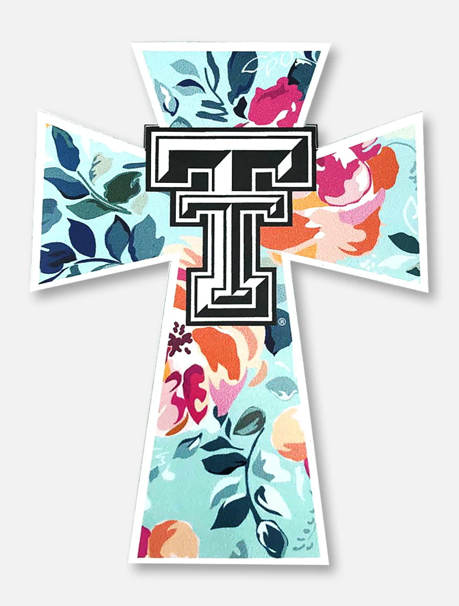 Texas Tech Red Raiders Mint Floral Cross Decal