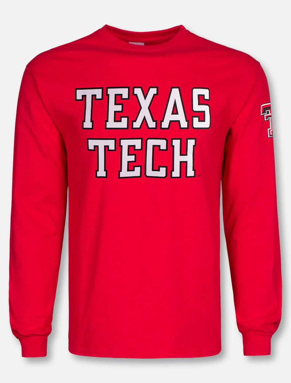 Texas Tech Red Raiders "Rugged Football Font" Long Sleeve Shirt - Image 3