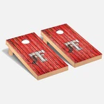 Texas Tech Red Raiders Solid Wood 2x4 Cornhole Board Set - "Weathered Throw Back Double T"