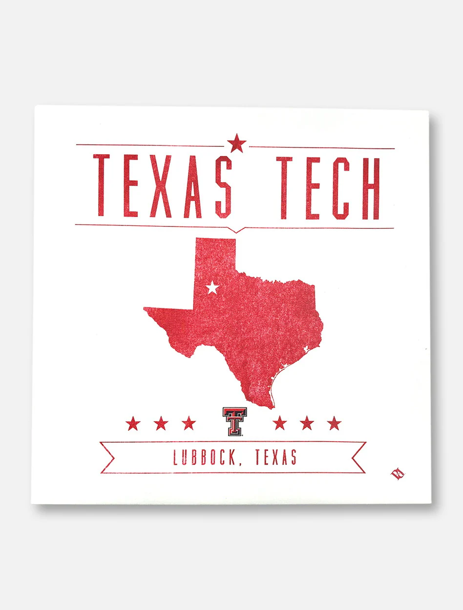 Texas Tech Red Raiders State With Star Over Lubbock Canvas Wall Art
