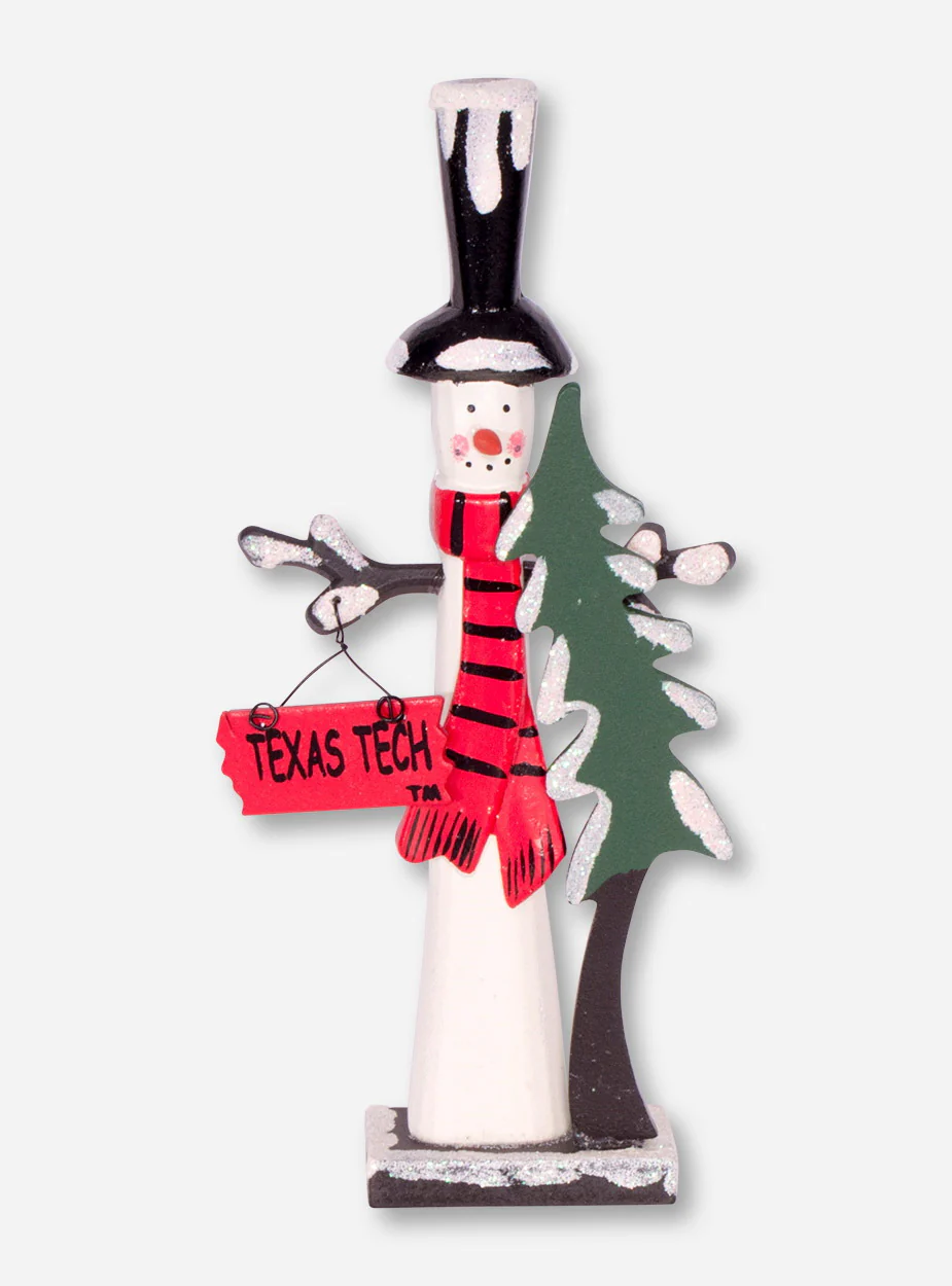 Texas Tech Snowman with Christmas Tree Figurine