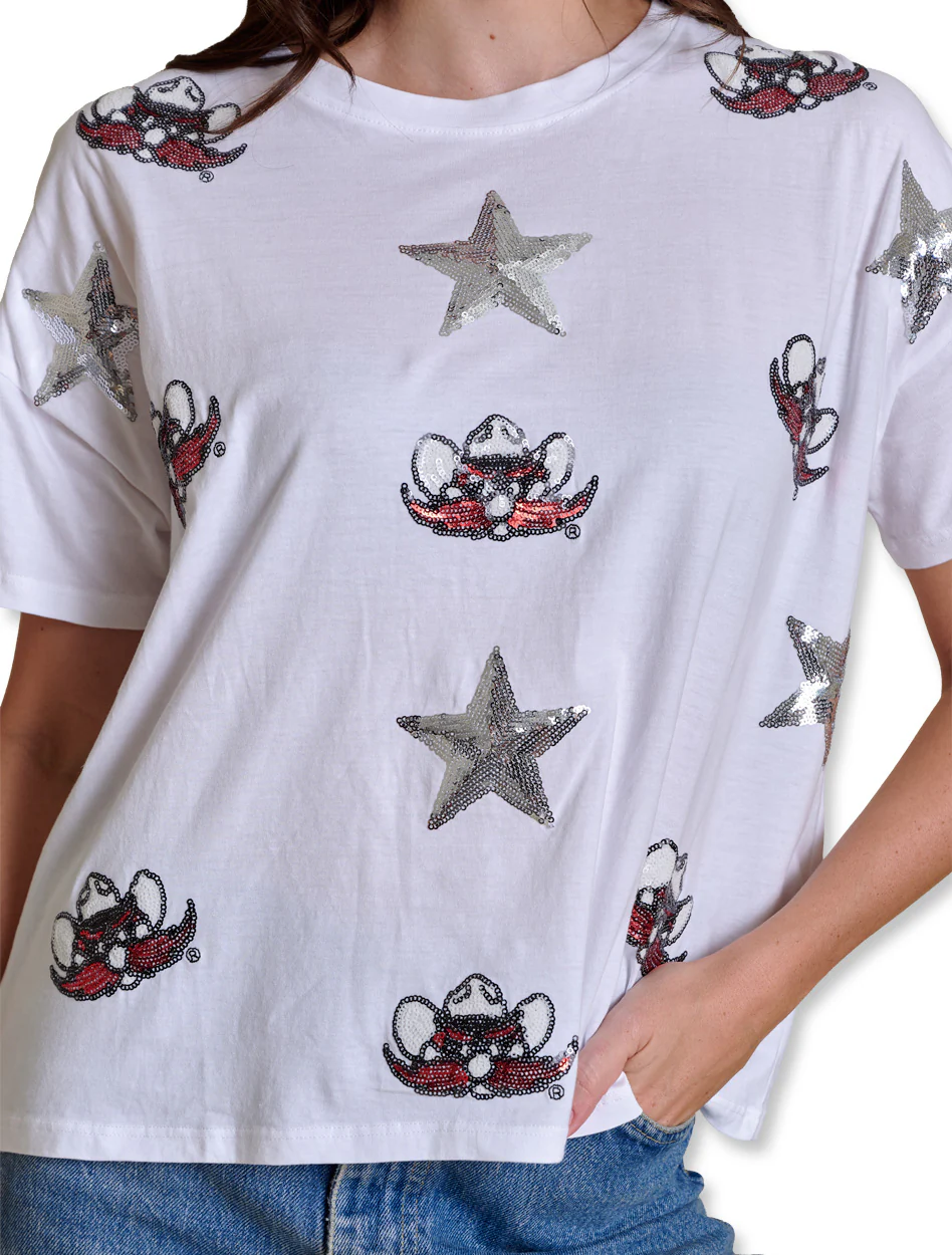 Texas Tech Stewart Simmons "The All Over Sequin" Boxy Tee - Image 2