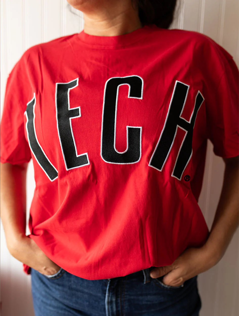 Texas Tech "TECH" Embroidered Roll Edge Tee