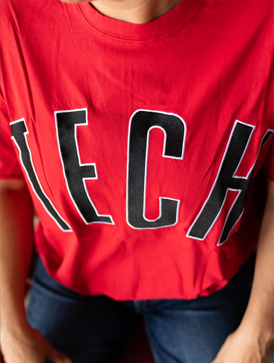 Texas Tech "TECH" Embroidered Roll Edge Tee - Image 2
