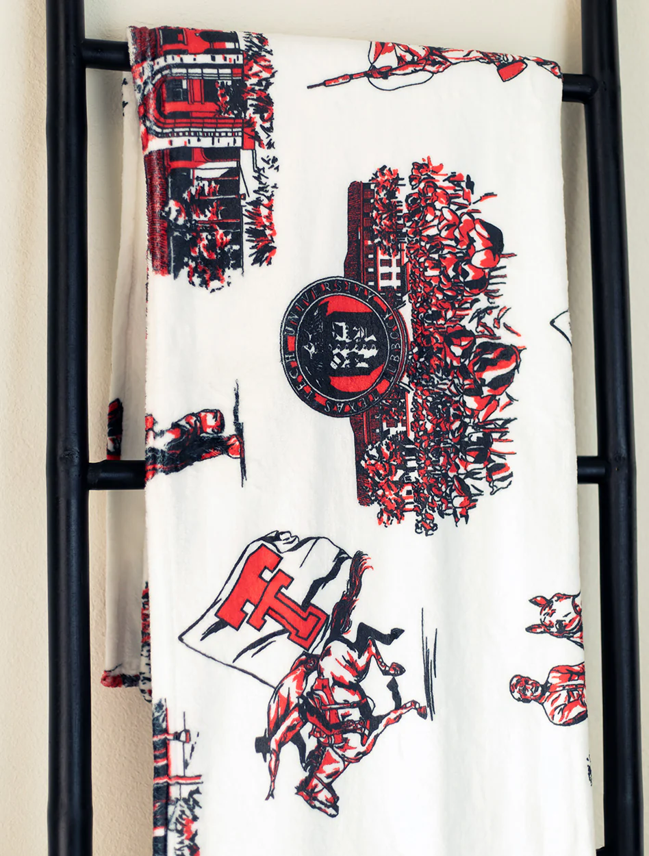 Texas Tech Toile Pattern Flannel Blanket - Image 2