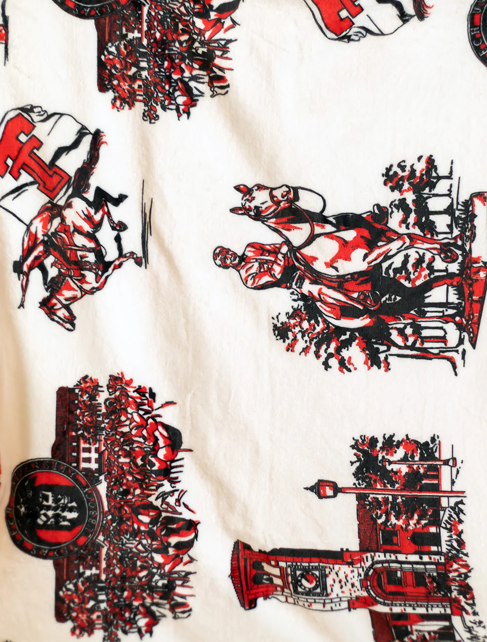 Texas Tech Toile Pattern Flannel Blanket - Image 3