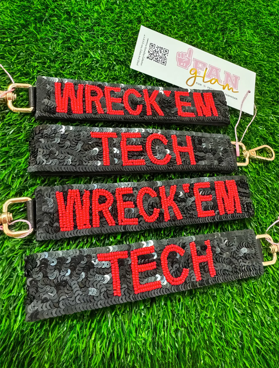 Texas Tech "Wreck'em Tech" Beaded Wristlet Keychain