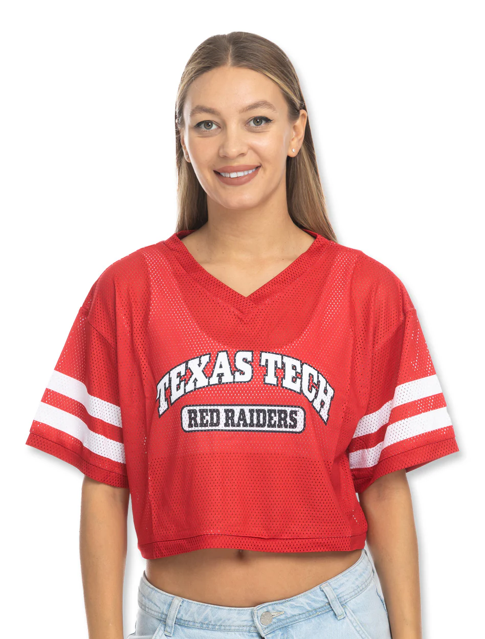 Texas Tech Zoozatz V-Neck Mesh Crop Top - Image 3