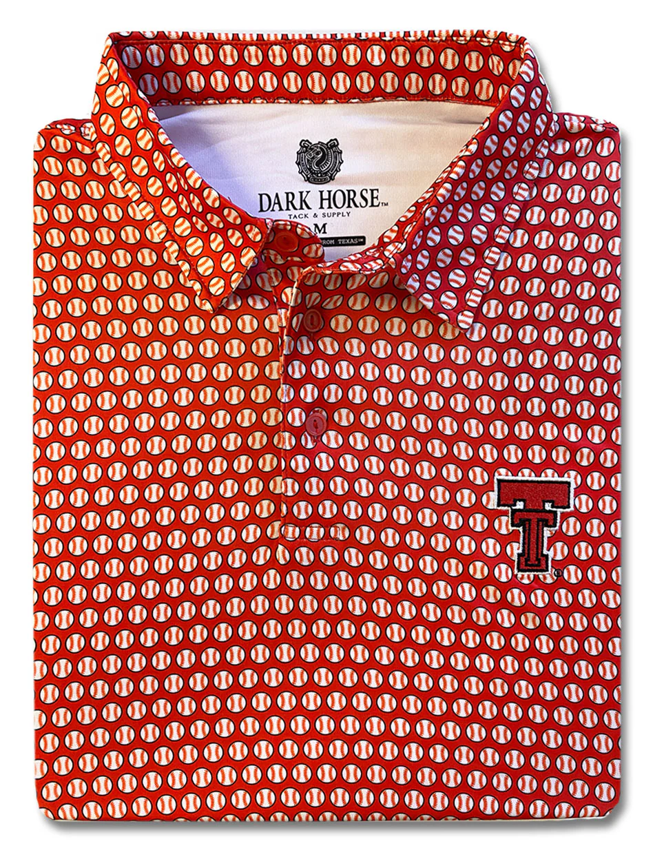 Texas Tech Dark Horse "Baseball All Over" Premium Red Polo